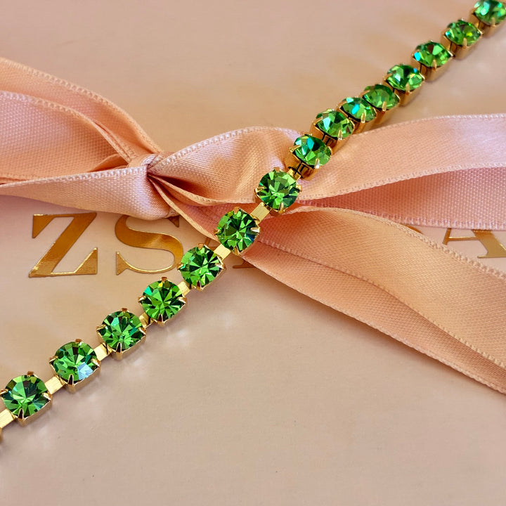 Green Preciosa crystals gold plated set