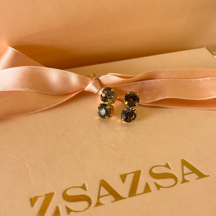 Grey double preciosa crystals studs