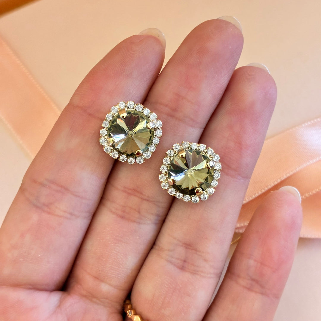 Bronze swarovski crystal studs