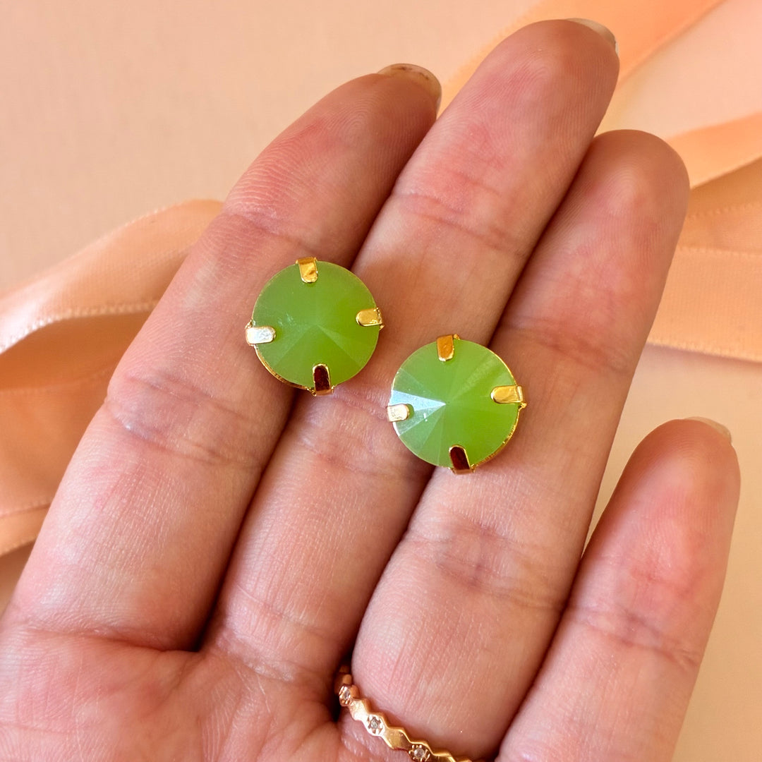 Green Swarovski crystals studs