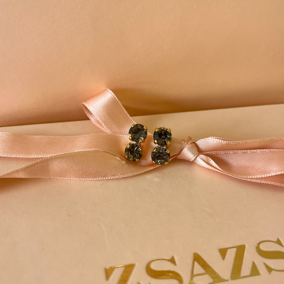 Grey double preciosa crystals studs