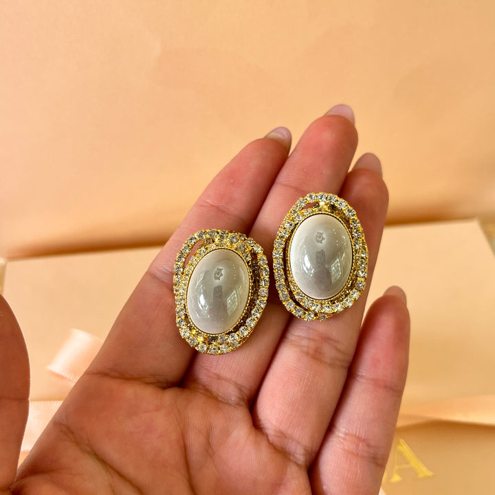 Light grey studs with Swarovski crystals