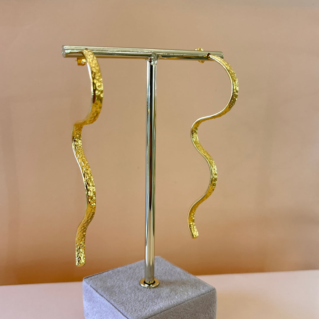 Gold handmade long earrings