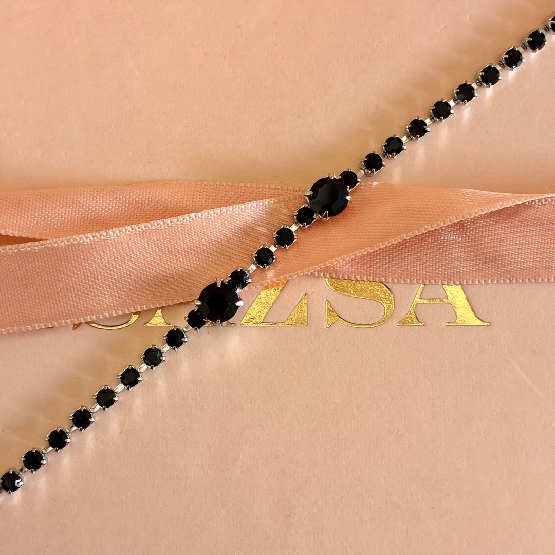 Black Preciosa crystals silver bracelet