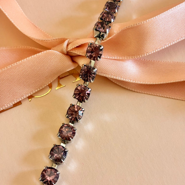 Mauve Swarovski crystals silver bracelet