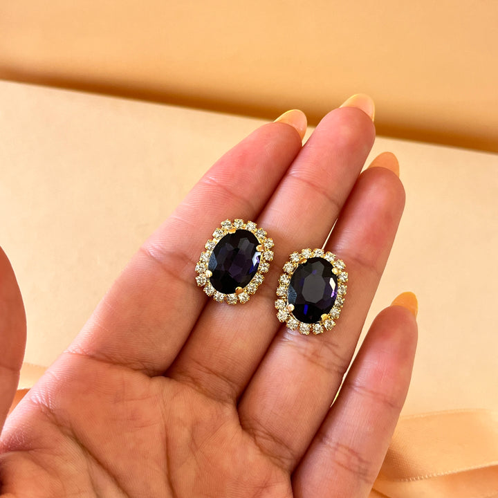 Purple oval preciosa crystals set