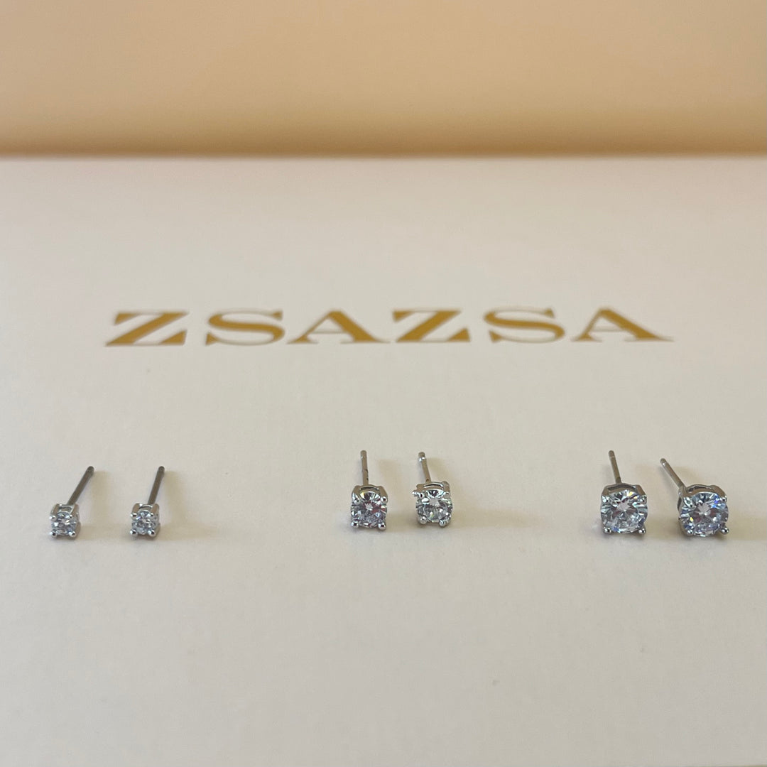 Round solitaire zircone studs