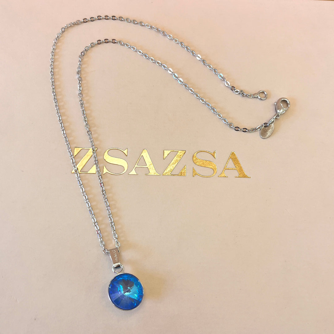 Intense light blue Swarovski crystals pendant, bracelet & ring