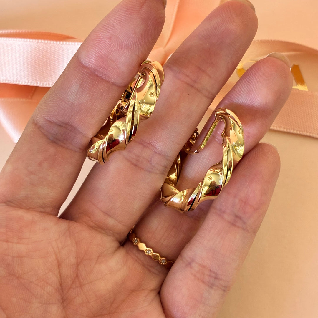 Gold twisted hoops