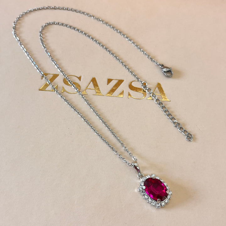 Fuchsia oval Swarovski crystals set