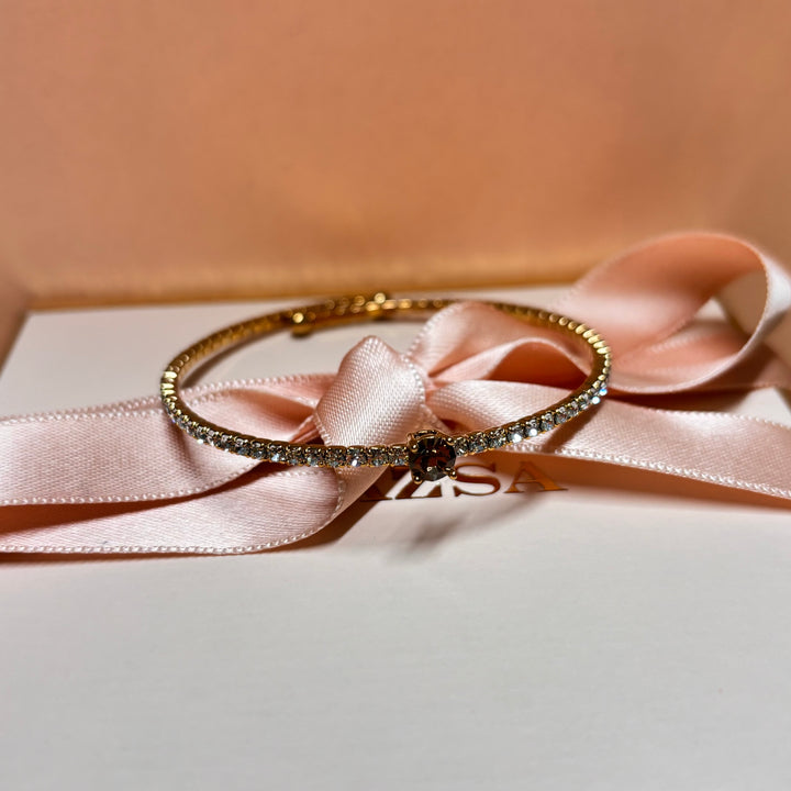 Dainty bronze rhinestone bangle