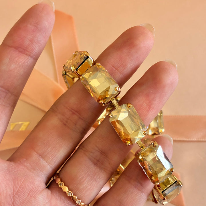 Rectangular bronze Preciosa crystals set