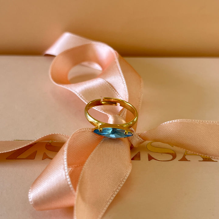 Turquoise marquise Swarovski crystal ring