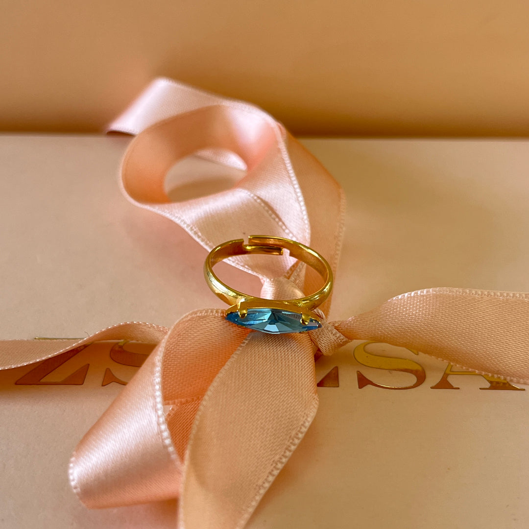 Turquoise marquise Swarovski crystal ring