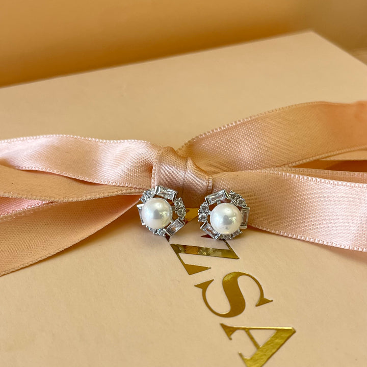 Zircone & pearls studs
