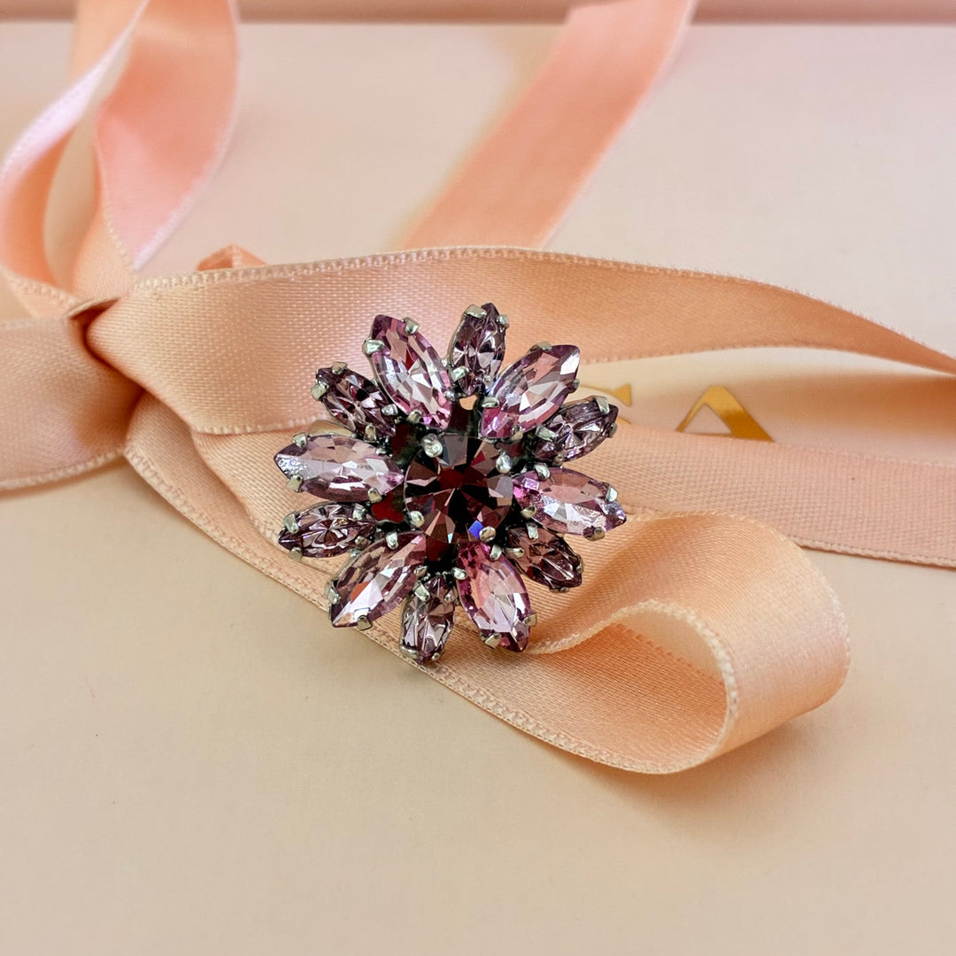 Flowers mauve preciosa crystals set