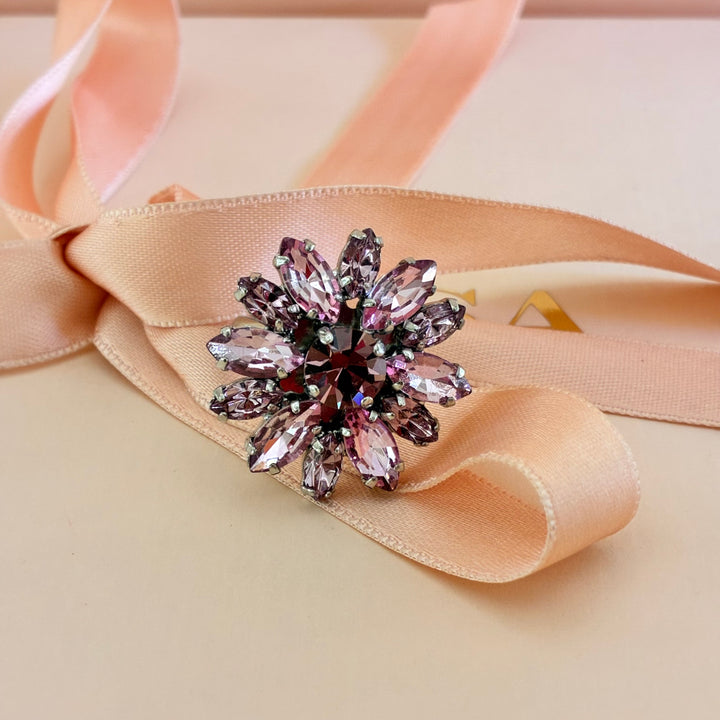 Flowers mauve preciosa crystals set