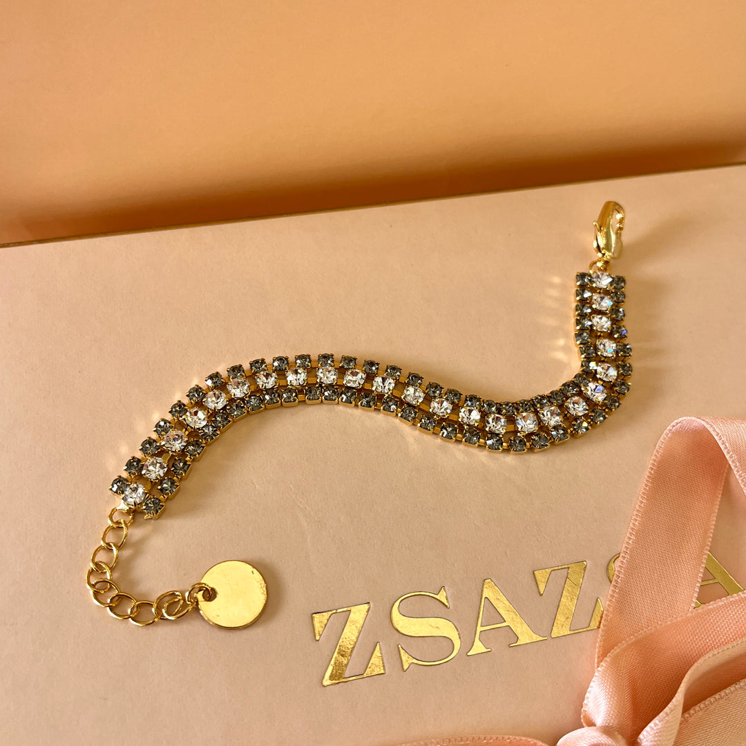 Grey preciosa crystals 3 rows bracelet