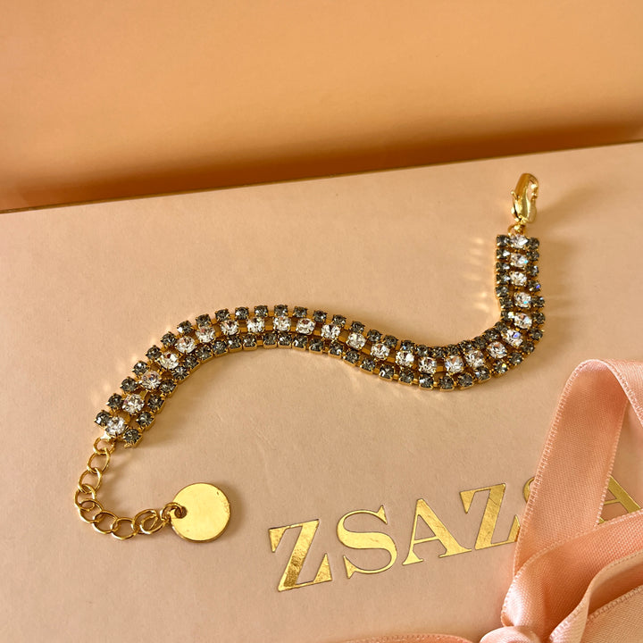 Grey preciosa crystals 3 rows bracelet