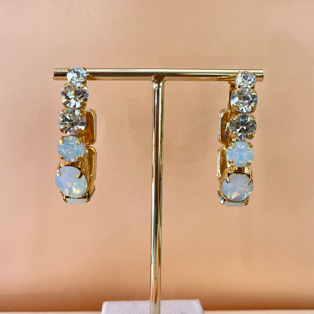 White and grey preciosa crystals hoops