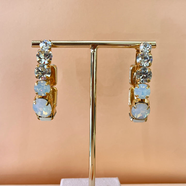 White and grey preciosa crystals hoops