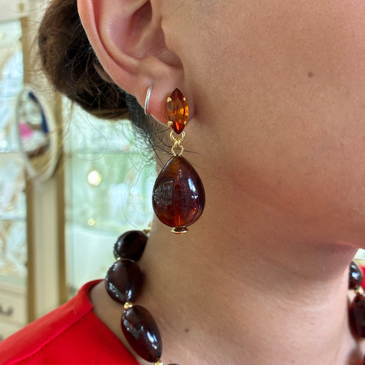 Statement Brown Swarovski crystals set