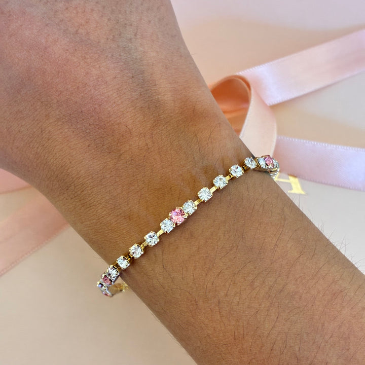 Light Pink Swarovski crystals gold plated bracelet