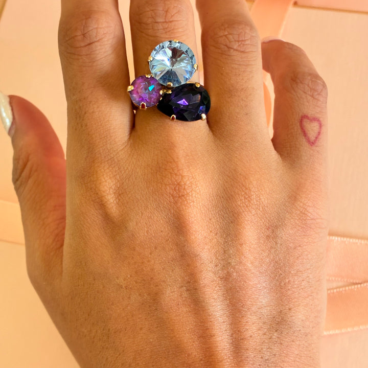 Purple Swarovski crystals ring