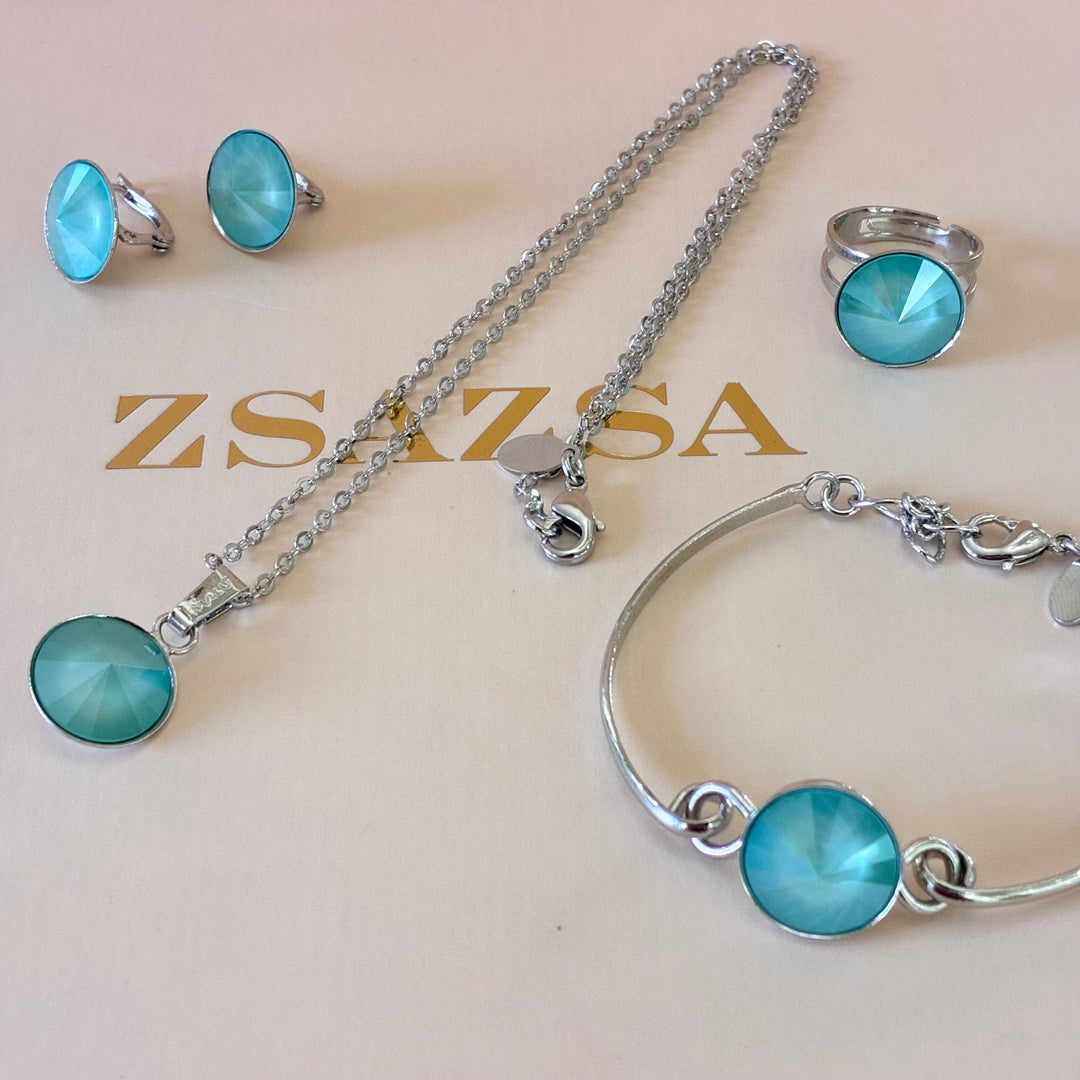 Mint Swarovski crystals set