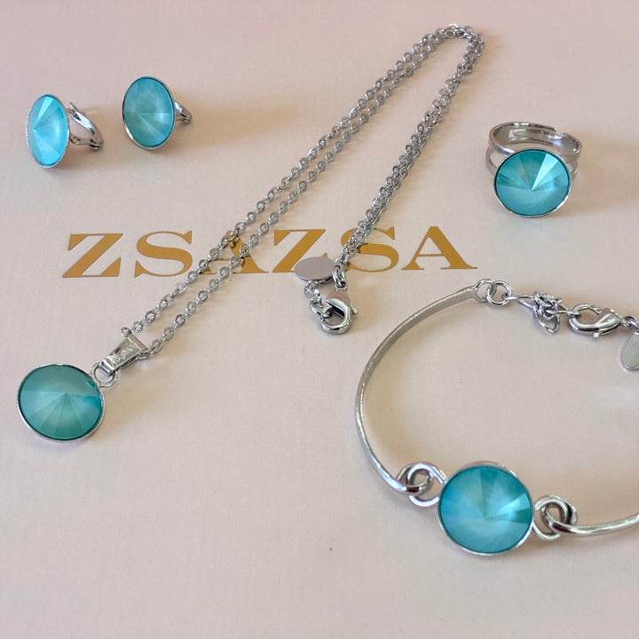 Mint Swarovski crystals set
