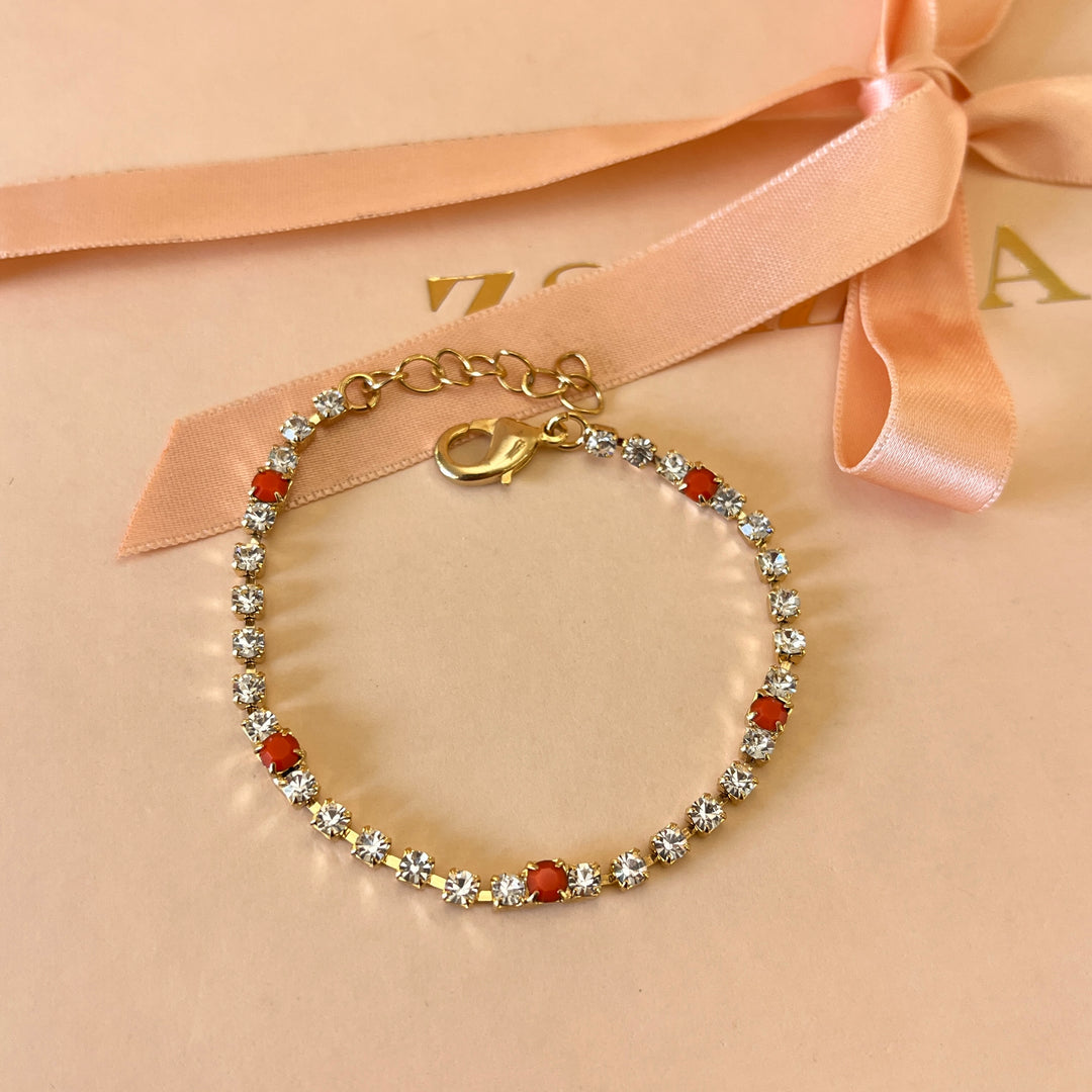 Orange Swarovski crystals bracelet