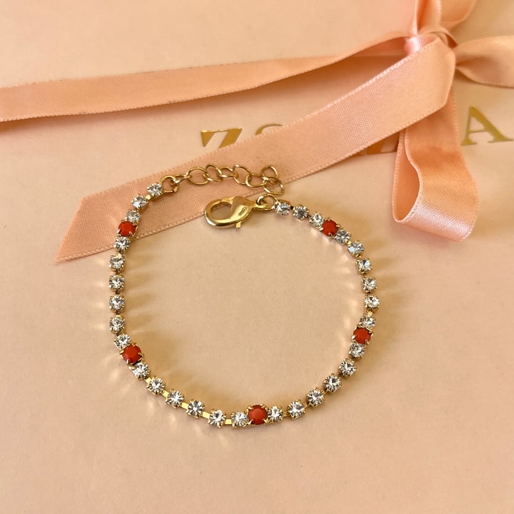 Orange Swarovski crystals bracelet