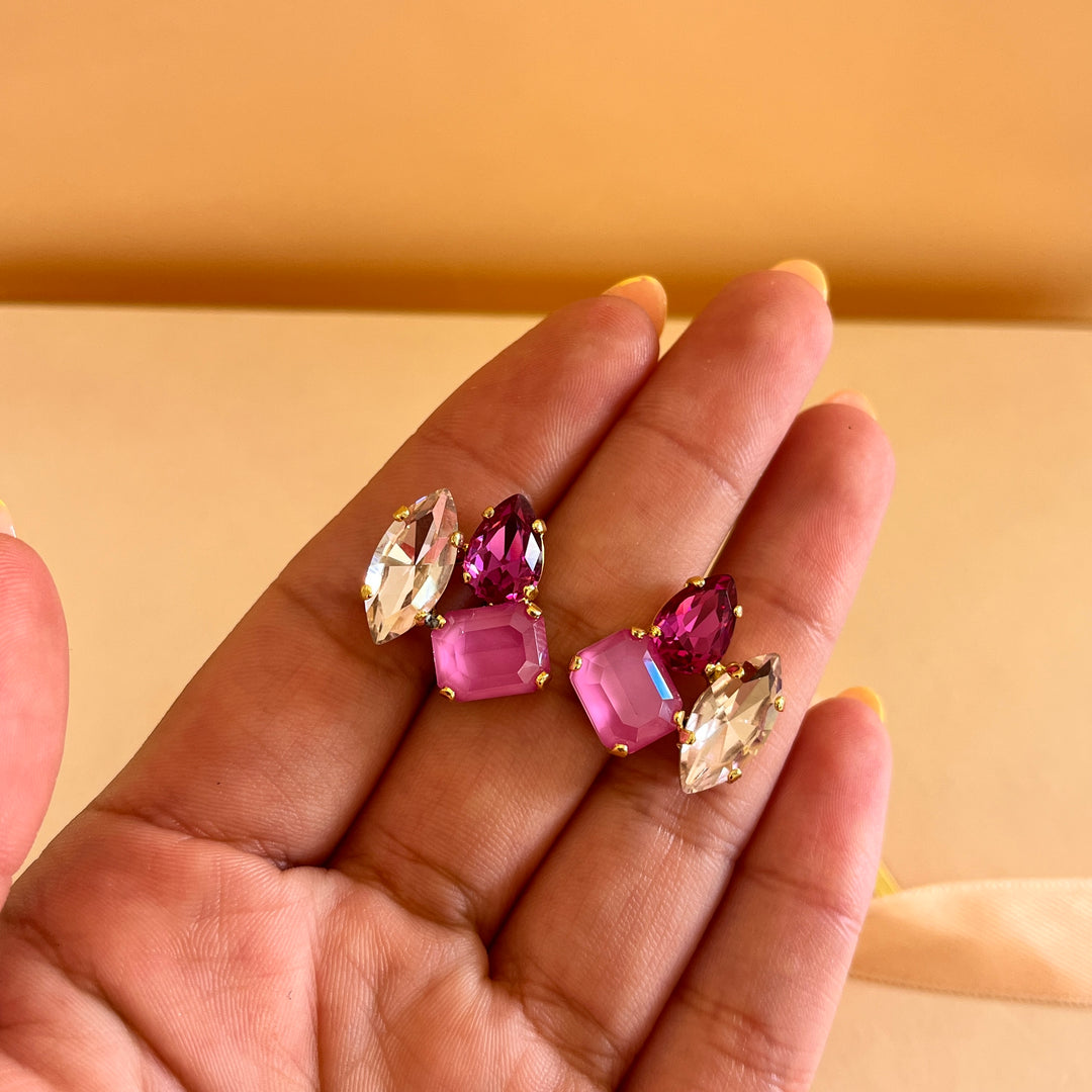 Shade of fuchsia Swarovski crystals set