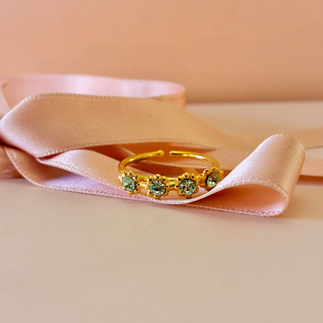 Flower mint Swarovski crystals set