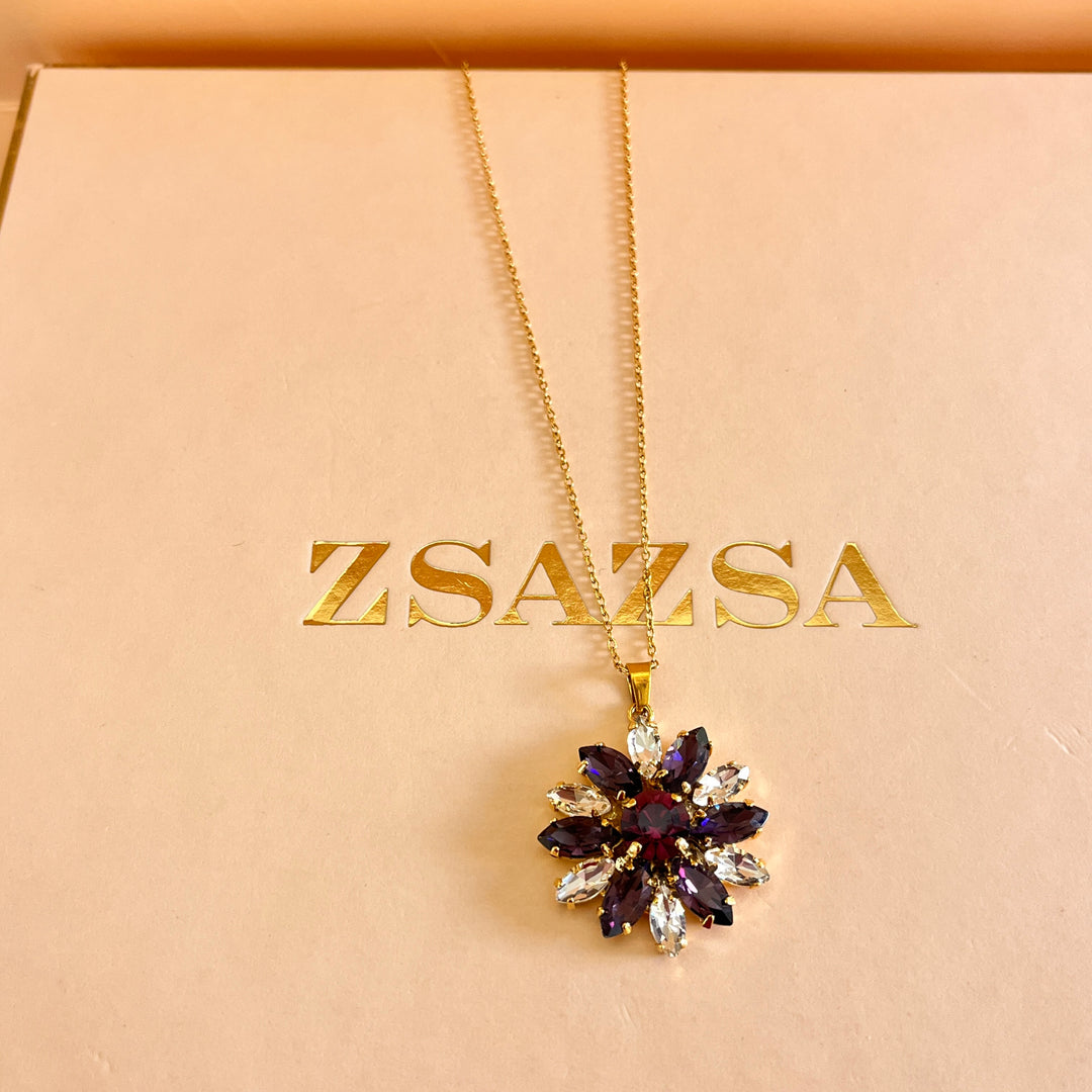 Shade of purple preciosa crystals flower set
