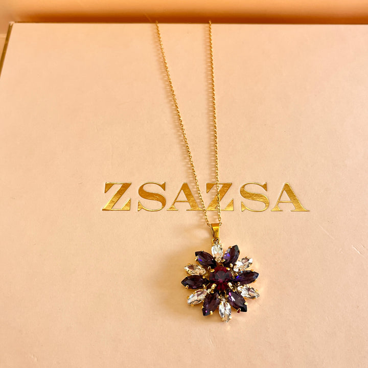 Shade of purple preciosa crystals flower set