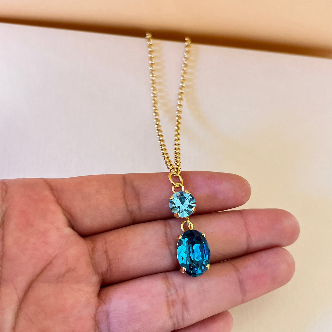 Verdemar and turquoise preciosa crystals pendant