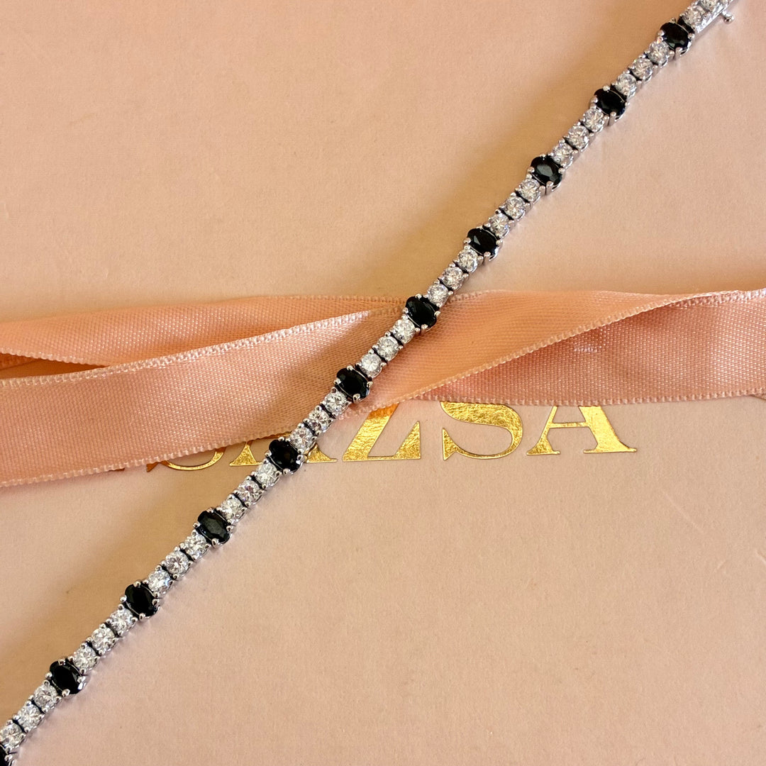 Black dainty zircone sterling silver bracelet