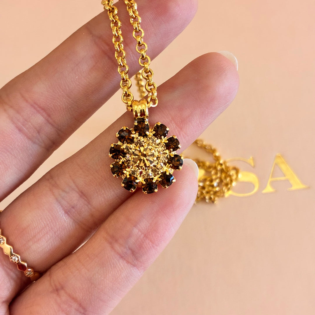 Brown with champagne flowers gold plated set