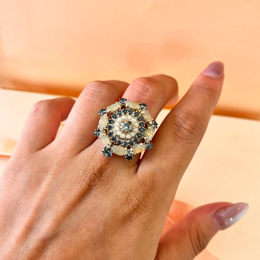 Statement grey preciosa crystals ring