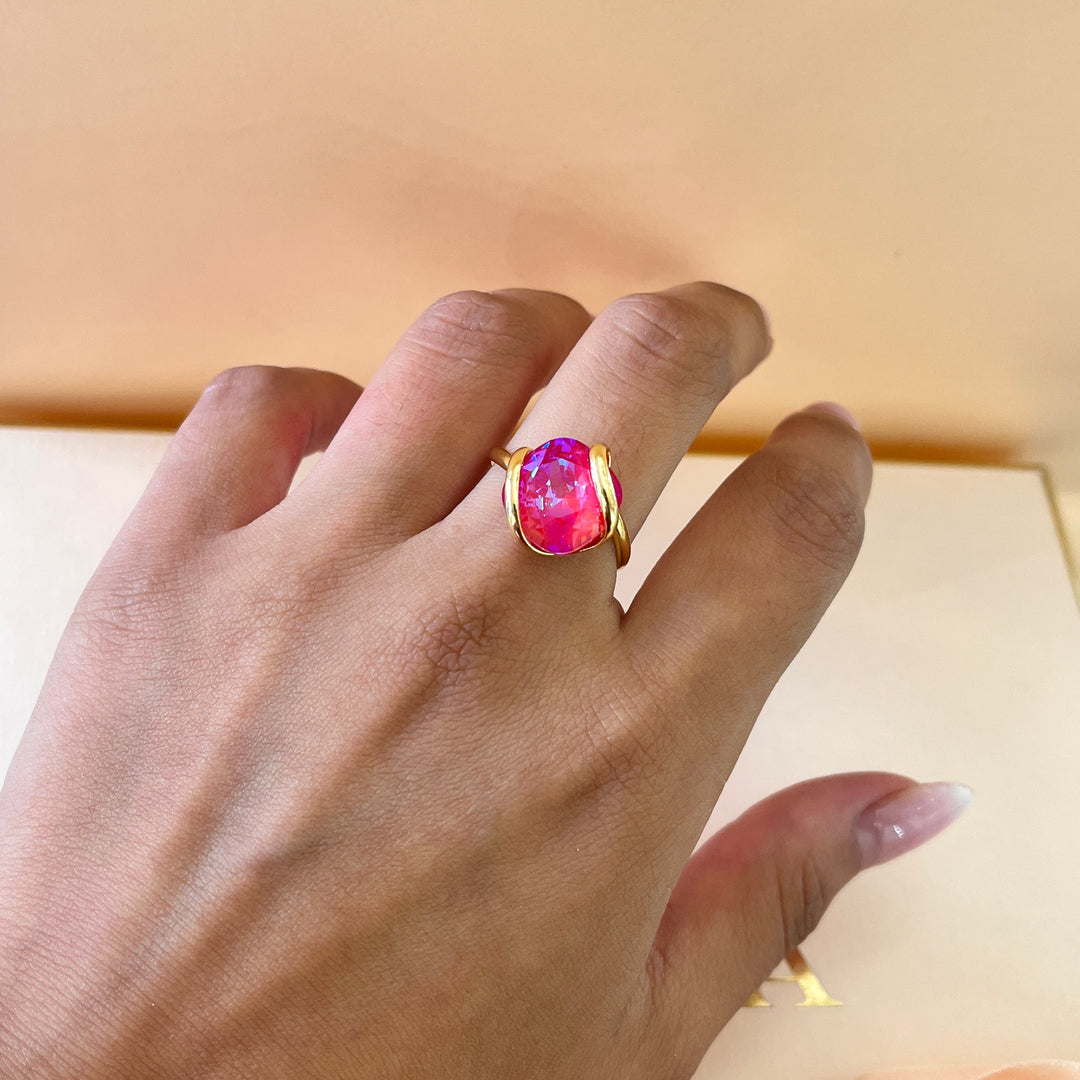 Fuchsia murano crystals set