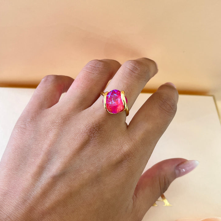 Fuchsia murano crystals set