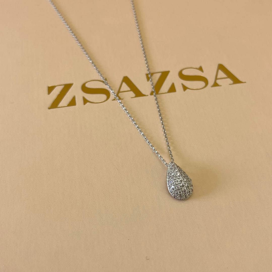 Silver zircone teardrop set