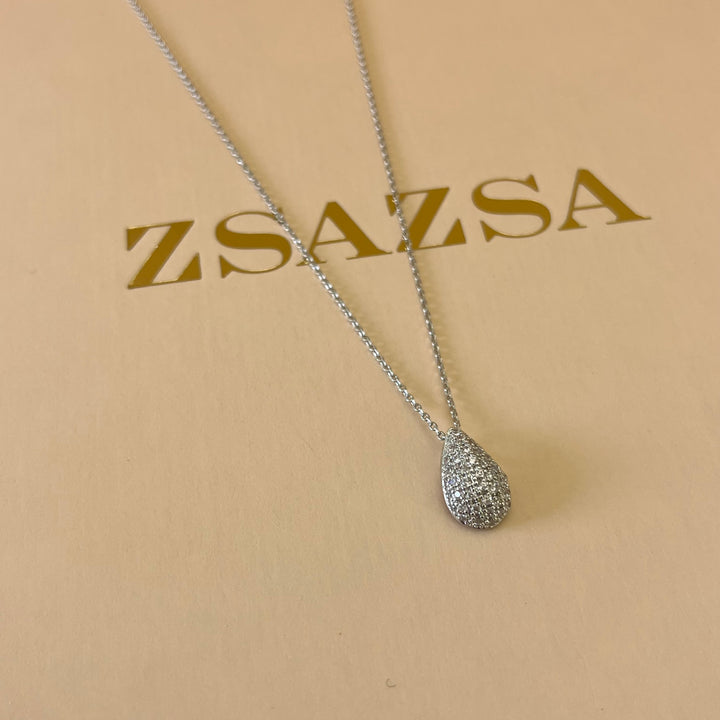 Silver zircone teardrop set