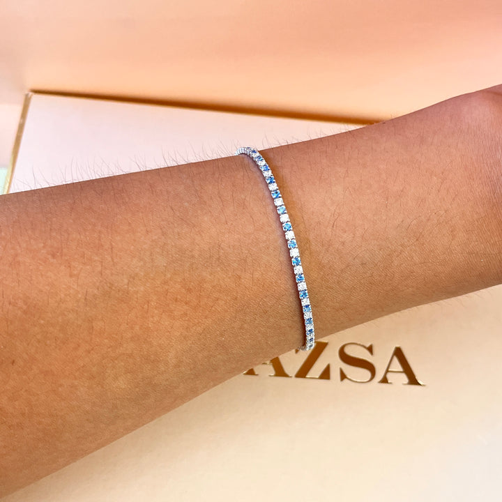 Light blue zircone tennis bracelet