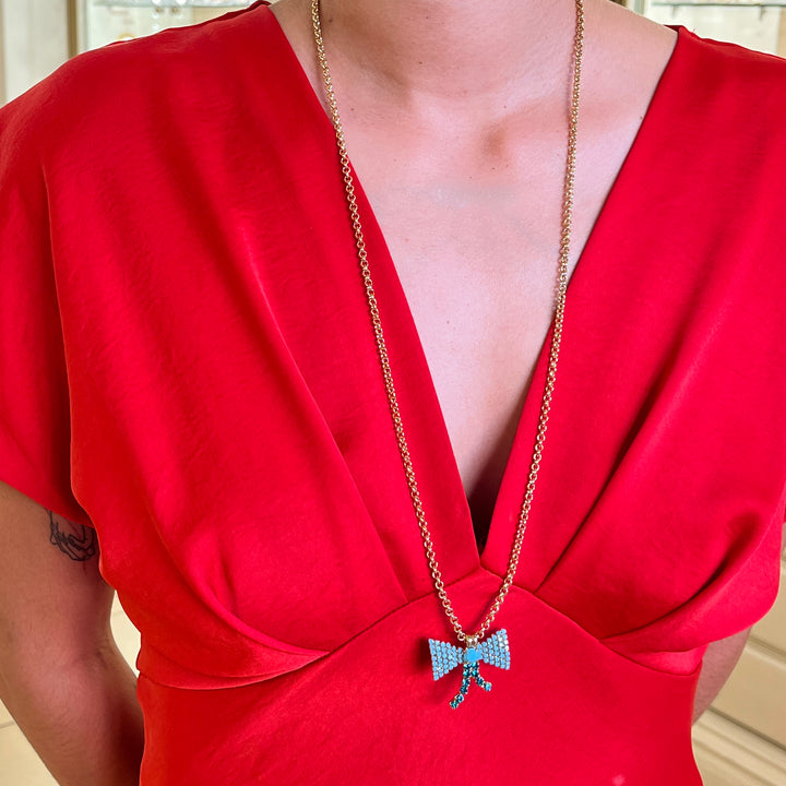 Turquoise & verdemar Swarovski crystals long pendant