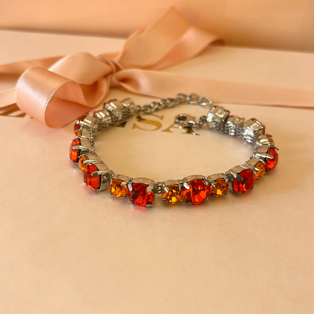 Orange Swarovski crystals bracelet