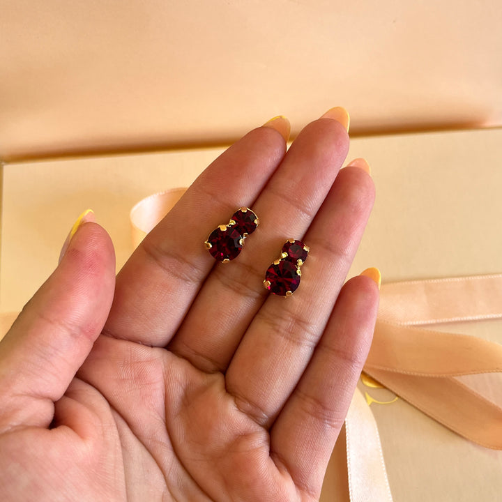 Dark red Swarovski crystals set