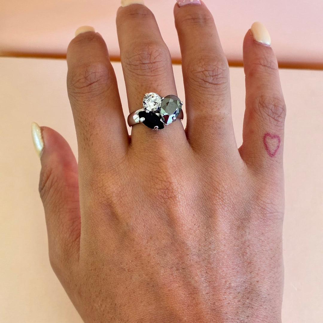 Multistone black and grey Swarovski crystal set