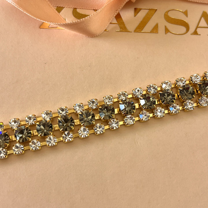 Grey preciosa crystals 3 rows bracelet
